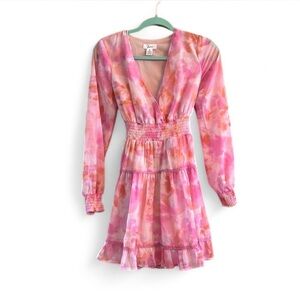 Japna Pink and orange tie dye mini dress size Small